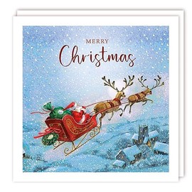 Tracks Publishing Charity Christmas Cards - Father Christmas and His Reindeer - Eco-Friendly - Pack of 5 Cards