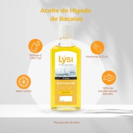 Lysi Aceite De Bacalao Sabor Limón Con Omega 3 240 Ml