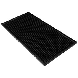 Litoexpe 1Pcs 6" x 12" Bar Mat, Black PVC Coffee Bar Service Spill Mat for Home Bar Cocktail Bartender Kitchen Countertop