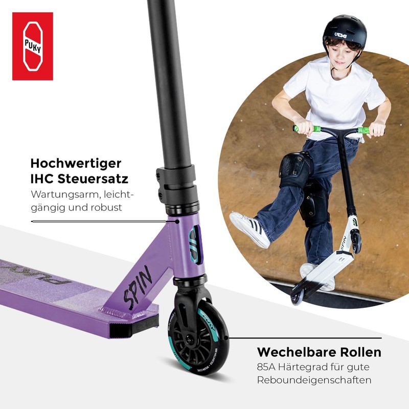 PUKY Spin High-Quality Scooter for Children 5+, One Piece Bar