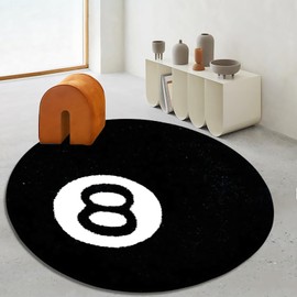 LEVINIS Kids Rug, Cool 8 Ball Area Rugs 40 Inches Baby Play Mat Black Round Accent Rug for Billiards Room, Living Room, Bedroom, Office, Nursery, Dorm Room, Funny Gift for Billiards Lovers