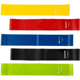 Bandas de Resistencia, Látex Natural Bandas Elasticas para Ejercicio Set con 5 Ligas de Resistencia multifuncionales Uso para Gym, Pilates, Yoga y en Casa