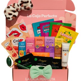 Glow Therapy Edition  Set Facial Completo con Mascarillas, Colágeno, Rodillo Jade y Banda Suave  Rutina de Skincare y Spa en Casa para Mujer u Hombre 