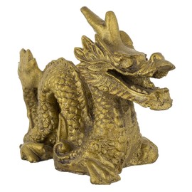 Galaxie Karmaa Brass Feng Shui Chinese Royal Dragon Golden Statue Feng Shui Decorations Good Luck Statues for Luck and Success Home Office Decoration Tabletop Decorations Collection Figurines