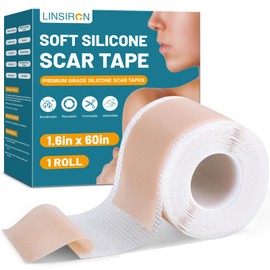 Silicone Scar Tape for Surgical Marks (1.6"X 59" Roll-1.5M) Face Stick Keloid Cover C-Section Strips Wrinkle Cream Lip Sleeping Gel Sheet Tummy Patch Hydrocolloid Roll Soft