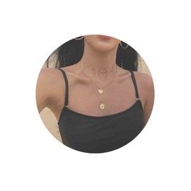 Yheakne Boho Layered Disc Necklace Choker Gold Medallion Pendant Necklace Circle Portrait Necklace Chain Vintage Head Coin Necklace Jewelry for Women and Girls Gifts