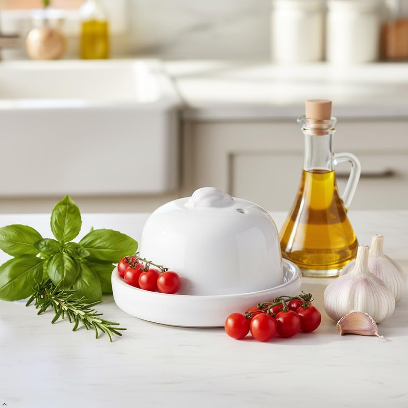 Eurita by Reston Lloyd Terra Cotta Garlic Roaster, White