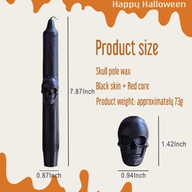 2 Pack Vampire Tears Taper Candles with Skeleton, Black Bleeding Taper Candles Spooky Blood Drip Candles Set for Haunted House, Witch Altar & Gothic Party (7.87")