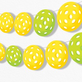 Big Dot of Happiness Pickleball Garland Banner, Let's Rally Birthday or Retirement Party Decorations Banner, 30 Feet of Cord, 15 Double-Sided Pickleballs