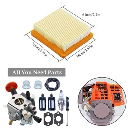 Haishine FS91 Carburetor for Stihl FS91 FS91R FS111 FS89 HT102 HT103 FC91 FC96 KM91 KM91R KM111 FC11 with Air Filter, Spark Plug, Oil Hose, Screwdriver, Primer Bulb, Fuel Filter