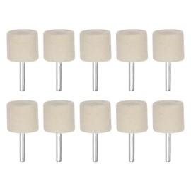 sourcing map 10pcs Wool Felt Mounted Mandrel Points 30mm Head 1/4 Inch Shank Cylinder Polishing Bits Burrs Felt Polishing Buffing Wheel for Rotary Tool