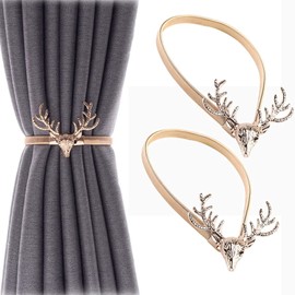 Curtain Tiebacks, 2 Pack Aluminum Alloy Spring Design Curtain Holdback, Gold Ties Backs for Curtains, Holdbacks Hold Drape for Home Office Hotel Window Treatment Deco