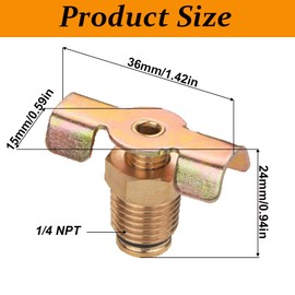 Air Compressor Drain Valve Brass 1/4 Inch NPT Male Thread Drain Valve Tank Petrol Tap Fittings Water Drain Valve (Pack of 2)