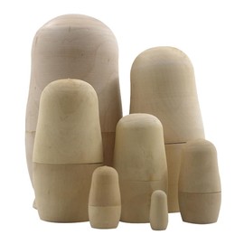 iplusmile Matryoshka Set of 7 Unpainted Handmade Wood Painting Wooden Unfinished Nesting Kit DIY Matryoshka Box Funny Traditional Crafts Handmade Kit