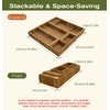 KOCWELL Bamboo Silverware Drawer Organizer with Knife Block, 5 Removable
