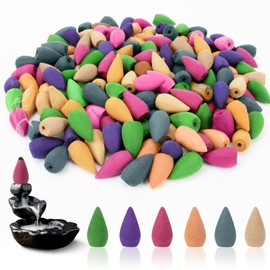 Sukh Backflow Incense Cones for Waterfall - Waterfall Scented Incense Cone 108 PCS Backflow Smoke Burning Cone Incense Bulk 6 Different Incense Waterfall Cones for Backflow Waterfall Incense Burner