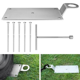 2-in-1 Multifunctional Dog Stake, Rustproof Heavy Duty Sturdy Stainless Steel Dog Anchor for Car Caravan Motorhome, Heavy Duty Floor Holder for Tying Dogs for Garden, Beach, Camping (Silver)
