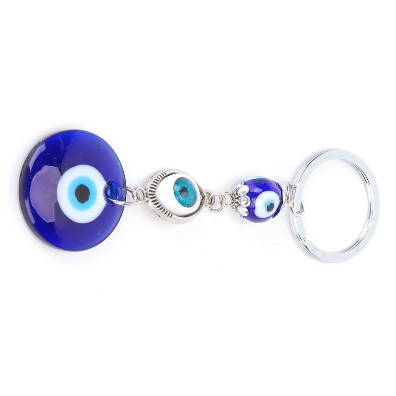 Turkish Blue Evil Eye Keyring, Good Luck Keyring with Ring,