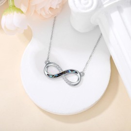 SLIACETE Infinity Pendant Necklace for Women Abalone Shell Moissanite Infinity Necklace 925 Sterling Silver Anniversary Birthday Gifts for Women Wife