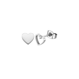 Liebeskind Berlin women's heart earrings, stainless steel, 0.7 cm, Stainless Steel, Silver