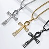 Puzamen Ankh Cross Necklace for Men Women with Cubic Zircon