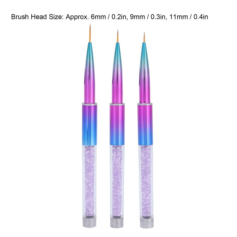 3Pcs Nail Liner Brush Lid Gradient UV Gel Pattern Drawing