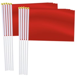 Red Handheld Small Flag Set,10 PCS 5×8 Inch Mini Pure Hand Held Banner,Tiny Digital Printed Polyester Banner