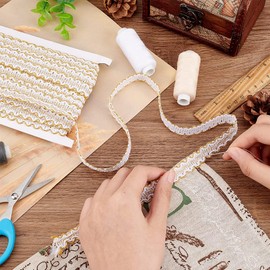 FINGERINSPIRE 13 Yards Gimp Braid Trim Gold Edge Woven 1/2 inch White Metallic S Wave Sewing Polyester Handcraft for Curtain Slipcover DIY Costume Accessories, 13 Yards White - 1/2 inch Wide