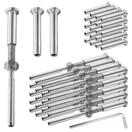 Niechase Cable Railing kit Invisible Turnbuckle 20 Pairs Swage Threaded Stud Hex Head Fitting Receiver & Stemball Terminal for 1/8" Cable Railing Decking, Wood & Metal Post