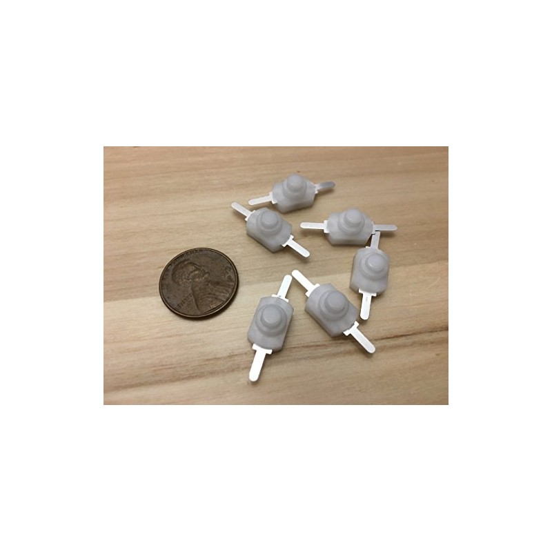 6 Pieces White Latching self locking 1A push button on