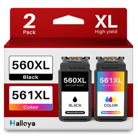 Halloya 560 561 Cartridges PG-560XL CL-561XL Replacement for Canon Printer Cartridges 560 560 PG 560 XL Black and CL 561 XL for Canon Pixma TS5350 TS5351 TS5352 TS5353 TS7451 TS7450 (1 Black 1 Black 1
