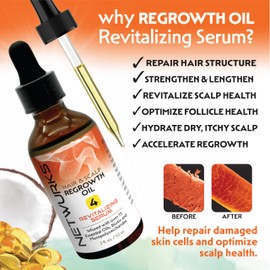 Hair & Scalp Regrowth Oil, Pure Rosemary, Coconut Oil & Biotin, Repairs & Promotes Hair Growth, Revitalizing Serum, 2 oz