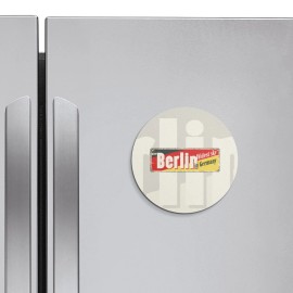 Unbranded Berlin Grunge Retro Travel Tin Sign | 4'' X 4'' Round Decorative Magnet