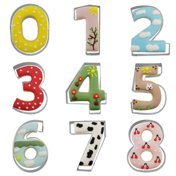 Number Shaped Cookie Cutters Set of 9 pcs, Stainless Steel