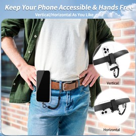 OUTXE Magnetic Phone Belt Holder with Anti Theft Phone Chain, Universal Belt Phone Holder with Clip for Men Hands Free