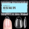 TOMICCA 504 Pieces American Almond Nail Caps 12 Sizes Clear