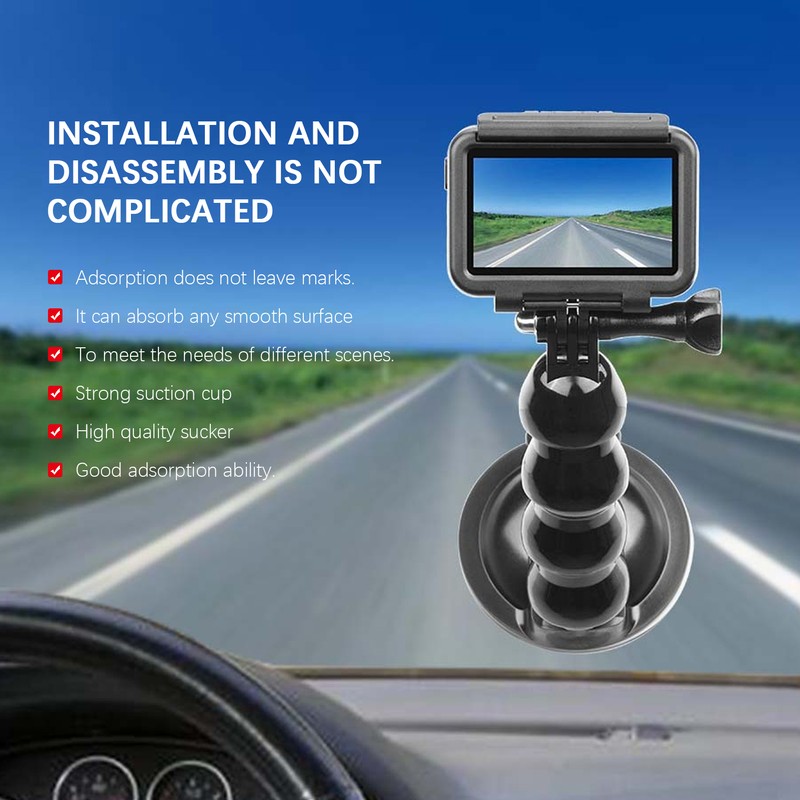 Motion Camera Goose Neck Suction Cup Adapter Expansion Bracket for