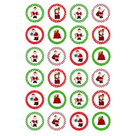 24 edible PRE CUT Christmas Santa framed kids childrens party decoration cupcake toppers on wafer rice paper