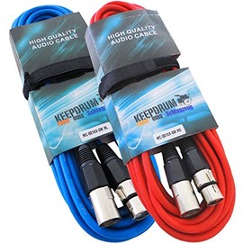 Keepdrum 2x MC 001XX XLR Microphone Cable XLR/XLR 1 Red 1 Blue
