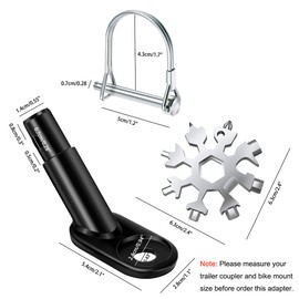 Vacoulery Bicycle Trailer Coupling, Pack of 2 Bicycle Towing Hitch with Locking Pin for Children's Trailer, Bicycle Trailer, Dog Trailer, Traction Head with Snowflake, Multi-Tool, 18-in-1