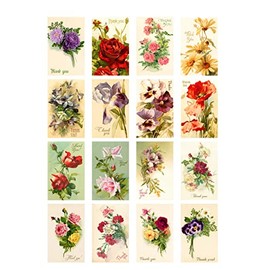 Decoupage Paper Pack (21 Sheets 6"x8") Increadibly Beautiful Flowers Thank You FLONZ Vintage Styled St Valentive Birthday Cards Pictures for Decoupage, Craft and Scrapbooking