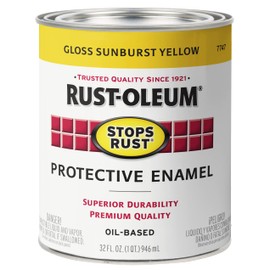Rust-Oleum Enamel 7747502 Stops Rust Brush On Paint, Quart, Gloss Sunburst Yellow, 1 Quarts (Pack of 1)