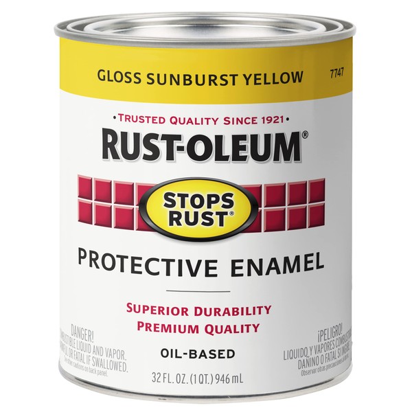 Rust-Oleum Enamel 7747502 Stops Rust Brush On Paint, Quart, Gloss