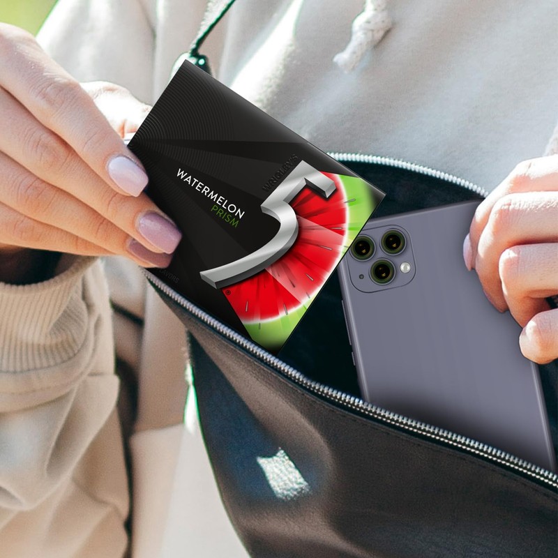 5 GUM Watermelon Prism Sugar Free Chewing Gum Bulk, 15