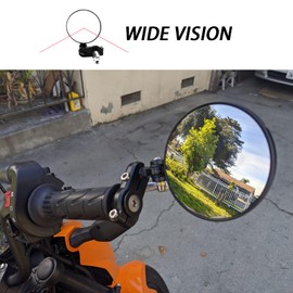 DREAMIZER 7/8" 22mm Motorcycle Folding Bar End Side Mirrors for Scooter Cruiser Chopper Street Bike