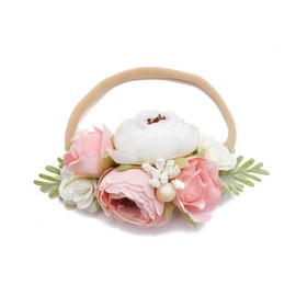 NUWAJP 4 PCS Baby Girls Headbands Flowers Hairbands Soft Nylon Elastics Hair Bows Handmade Floral Hair Accessories for Newborn Infant Toddlers Kids