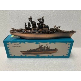 BATTLESHIP BRONZE DIE CAST METAL COLLECTIBLE PENCIL SHARPENER NEW / BOX