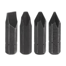 HARFINGTON 4pcs PH1/PH2/PH3/SL8 Phillips Slotted Screwdriver Bit 5/16" Hex Shank 32mm/1.26" Length Magnetic Cross Flat Head Hex Bits S2 Steel Screw Driver Bit, Black