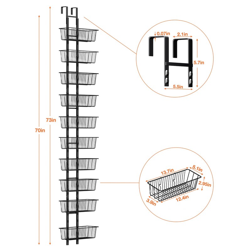 Hocookeper 10 Tier Over the Door Pantry Organizer, Over the