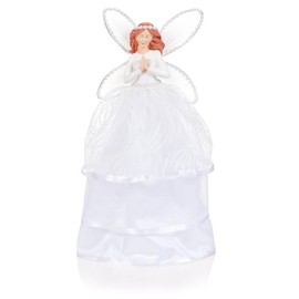 Premier Decorations Angel With Wings Christmas Tree Topper 28cm Festive Xmas Decoration White